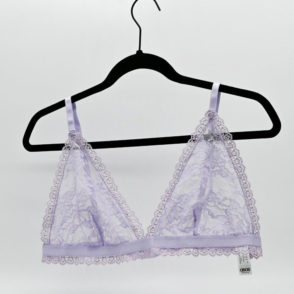 ASOS Pale Purple Lace Bra Bralette - Picture 1 of 2